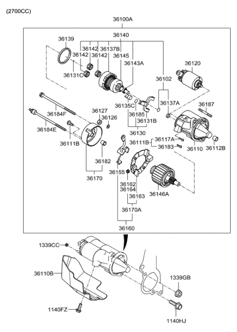 2020 Hyundai Sonata  Planet Gear Assembly Diagram for 361413C100