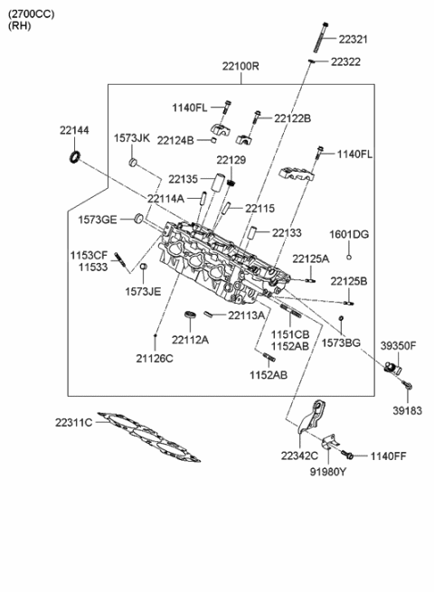 2020 Hyundai Sonata Guide-Exhaust Valve Diagram for 221153E000