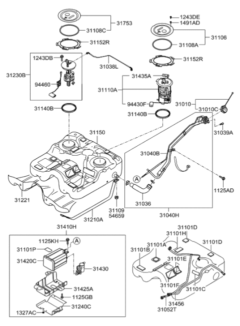 2020 Hyundai Sonata  Hose-Leveling Diagram for 310380W000