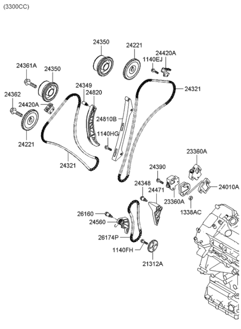 2020 Hyundai Sonata CVVT Assembly Diagram for 243503E000
