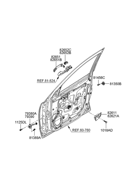 2020 Hyundai Sonata  Cover-Front Door Outside Handle, Driver Diagram for 826522B000