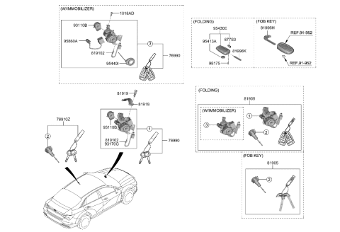 2009 Hyundai Accent  Tx Assembly-Keyless Entry Diagram for 95430AA000