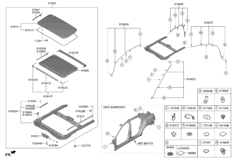 2009 Hyundai Accent  Spring Base Assembly-Sunroof, LH Diagram for 816960U000