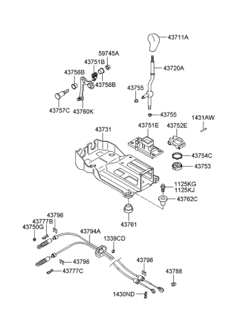 1994 Hyundai Excel  Lever-Select Diagram for 437602D100
