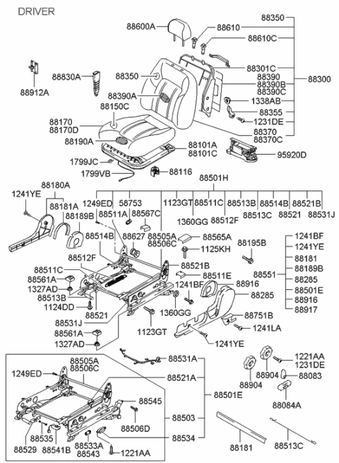 1992 Hyundai Excel  Pad Assembly-Front Seat Cushion Passenge Diagram for 8815039110