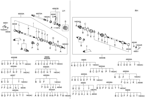 2009 Hyundai Genesis  Joint Assembly-Constant Velocity L Diagram for 4950038442