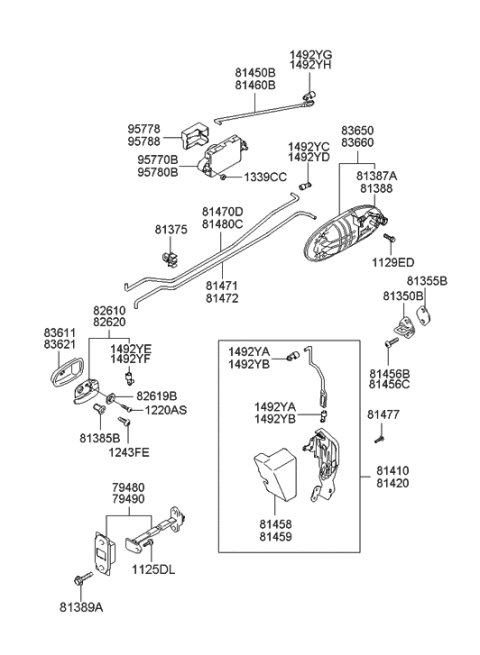 1992 Hyundai Excel  Checker Assembly-Rear Door, RH Diagram for 794903C000