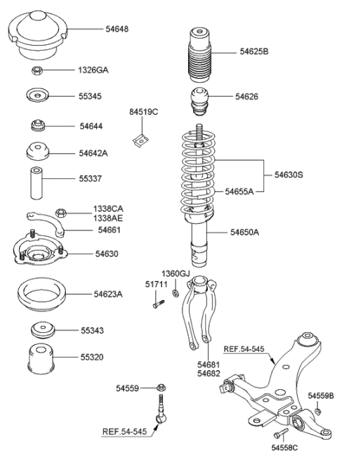 2012 Hyundai Genesis  Strut Assembly Diagram for 5461138601