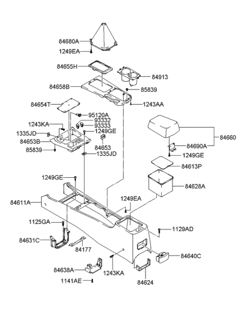 2009 Hyundai Genesis  Retainer Assembly-Shift Lever Boot Diagram for 846803C000