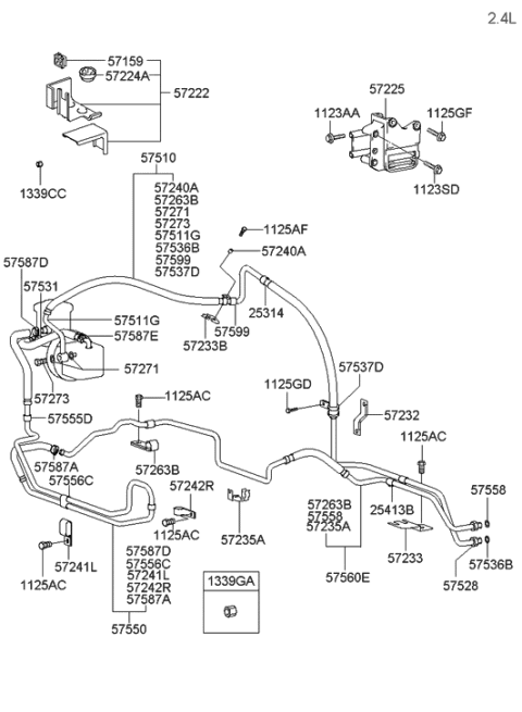 2009 Hyundai Genesis  Bracket-Pressure Hose"A" Diagram for 5723238000