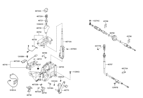 2012 Hyundai Genesis  Switch Box Assembly Diagram for 4674039000