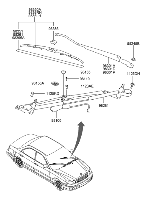 2012 Hyundai Genesis Cover-Windshield Wiper Diagram for 9815838000