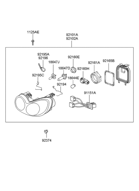 2008 Hyundai Genesis  Strip-HEADLAMP, RH Diagram for 921713D000