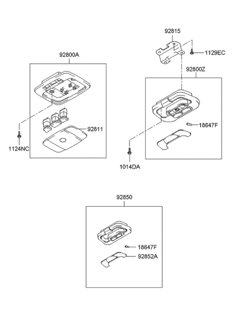 1992 Hyundai Excel  Overhead Console Lamp Assembly Diagram for 9282038000OI