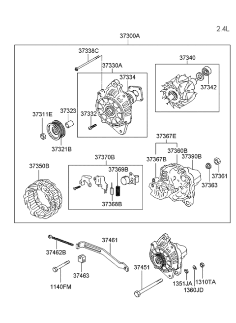 2009 Hyundai Genesis Rotor Assembly-Generator Diagram for 3734037401