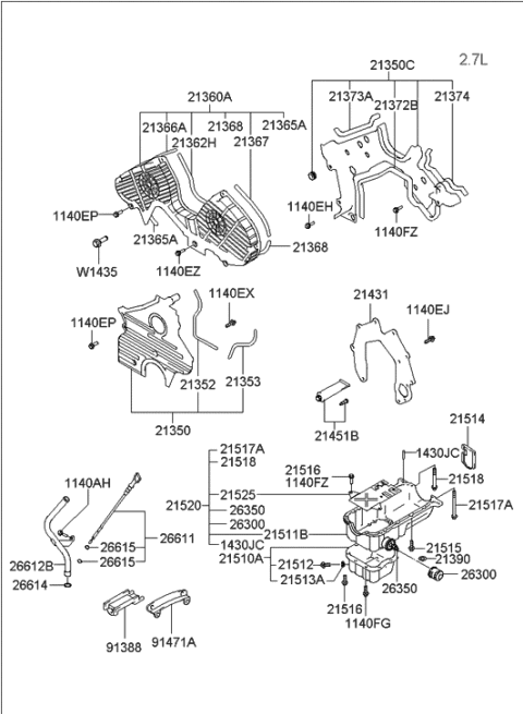 2012 Hyundai Genesis  Gasket-Timing Belt Cover Diagram for 2137238004