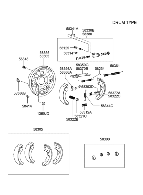 1994 Hyundai Excel Adjuster Assembly, LH Diagram for 5835038010