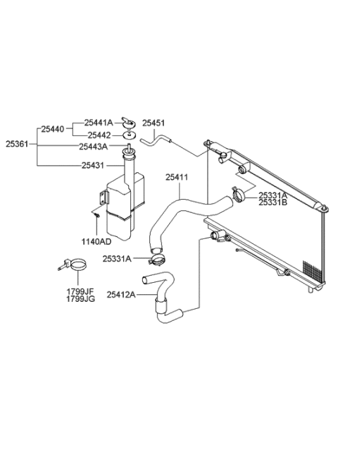 1994 Hyundai Excel  Hose-Radiator Lower Diagram for 2541238160