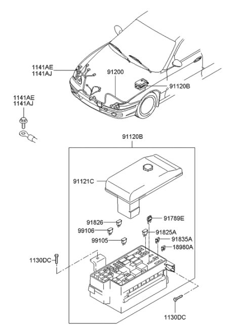 2009 Hyundai Genesis Cover-Junction Box Diagram for 9122138000