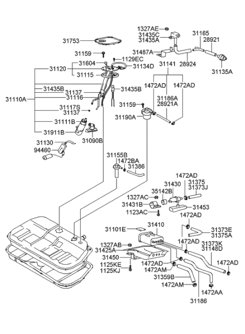 2012 Hyundai Genesis  Clamp Assembly-Fuel Pump Diagram for 3114138100