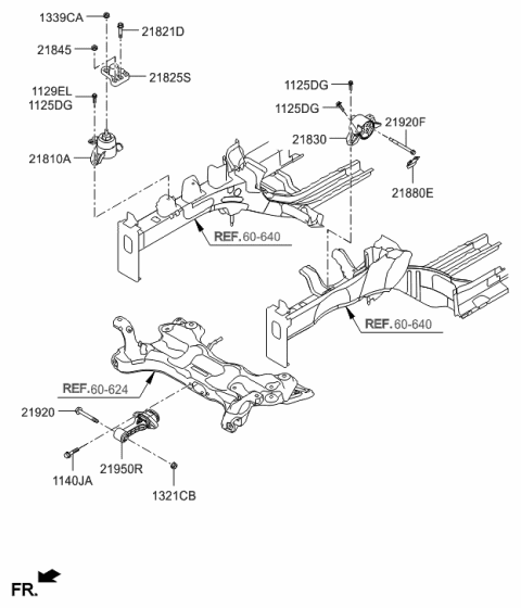1994 Hyundai Accent  Transaxle Mounting Bracket Assembly Diagram for 2183030300