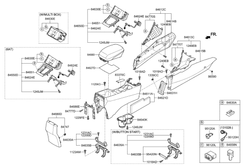1996 Hyundai Accent  Cover Assembly-Console Rear Diagram for 846703XAA0RY