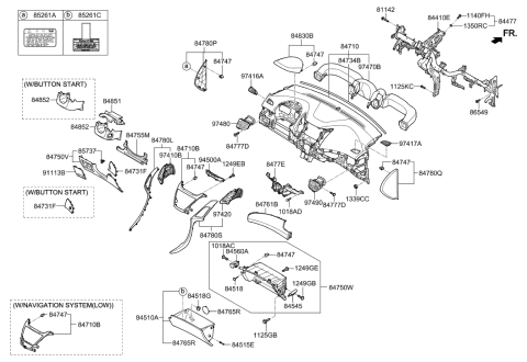 1996 Hyundai Accent  Panel Assembly-Lower Crash Pad, RH Diagram for 845403XAA0RAS