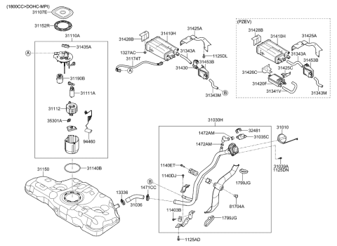 1994 Hyundai Accent  Bracket-Pipe Diagram for 310333E500