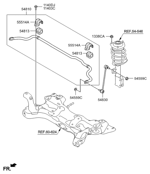 1994 Hyundai Accent  Bar Assembly-Front Stabilizer Diagram for 54810A5000