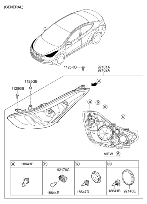 1994 Hyundai Accent Headlamp Assembly, Left Diagram for 921013X280