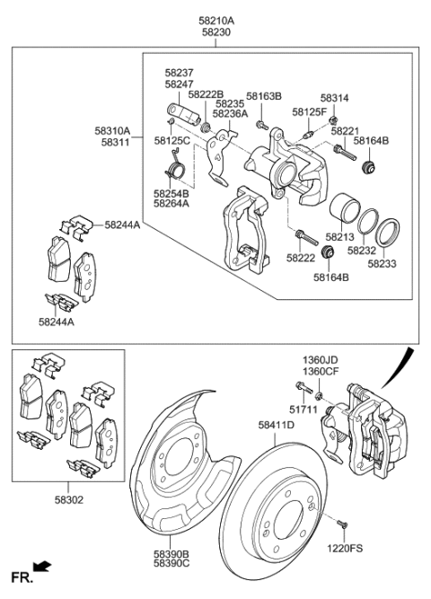 1996 Hyundai Accent Extra Bracket, RH Diagram for 583903X100