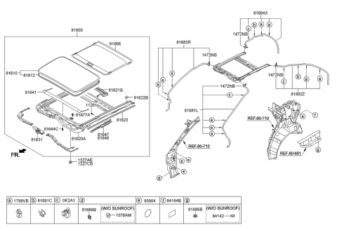 1994 Hyundai Accent  Hose Assembly-Sunroof Drain Rear Diagram for 816843X000