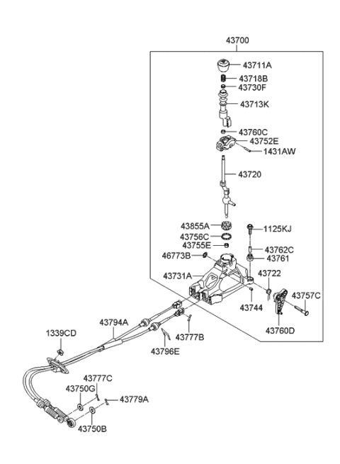 2020 Hyundai Veloster N  Knob-GEARSHIFT Lever Diagram for 437112B100WK