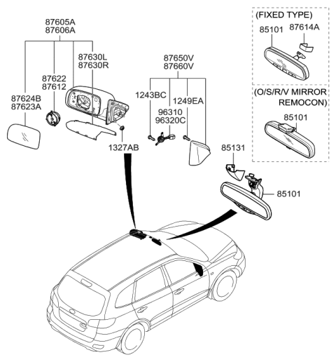 2009 Hyundai Sonata Mirror Assembly-Rear View Inside Diagram for 8510126000