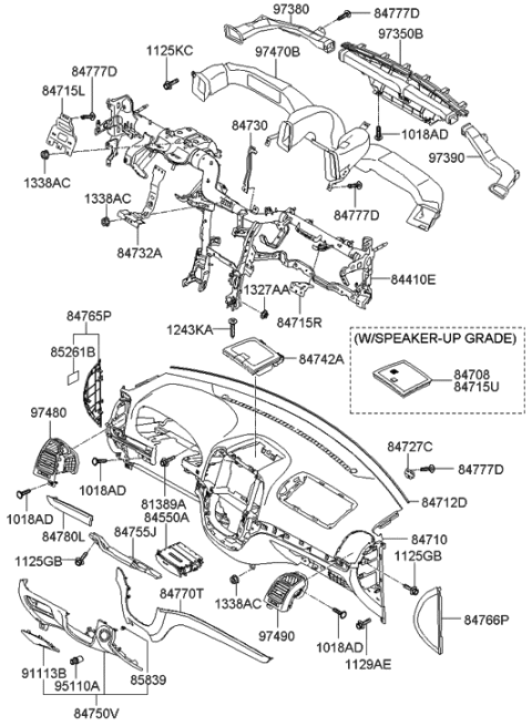 2020 Hyundai Veloster N  Duct Assembly-Side Air Ventilator, LH Diagram for 974802B000WK