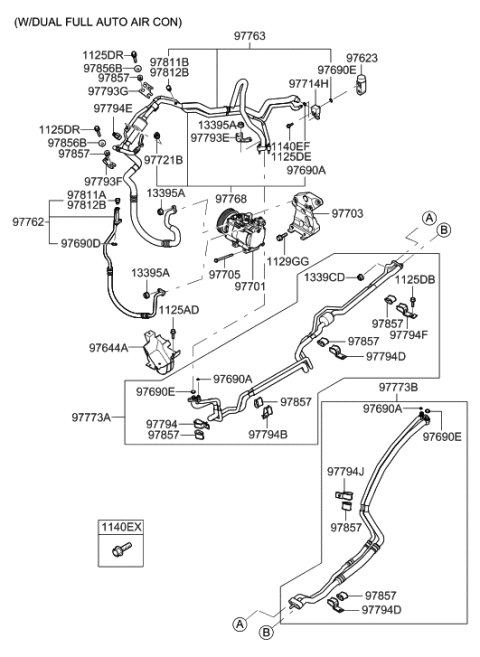 2009 Hyundai Sonata  Clip-Suction Hose Mounting Diagram for 977932B000