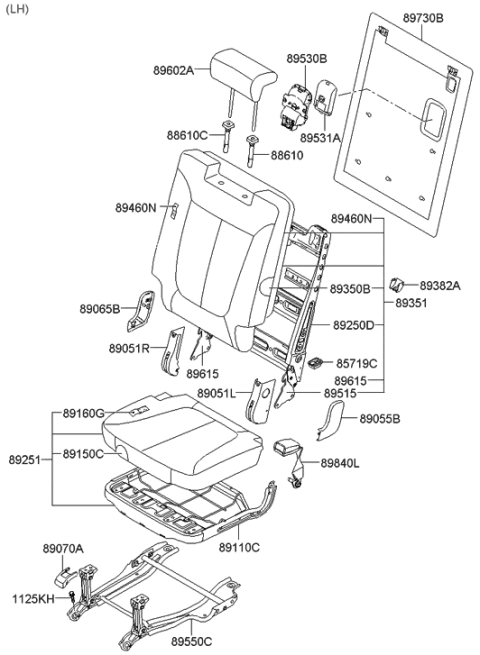 2020 Hyundai Venue Back Assembly-3RD LH Diagram for 893000W400J42