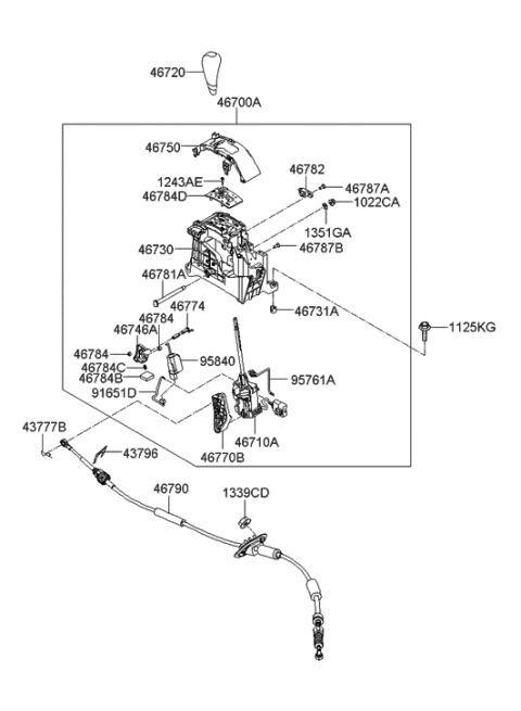 2009 Hyundai Sonata Pin-Lock Diagram for 467742B000