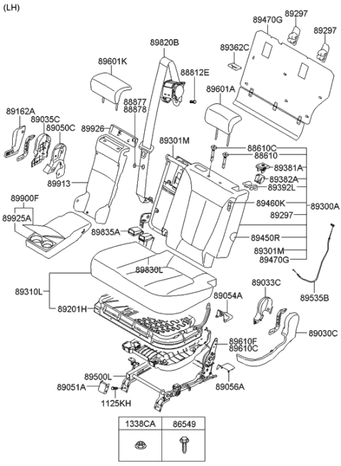 2020 Hyundai Veloster N  Cushion-2ND, LH Diagram for 891000W000J4R