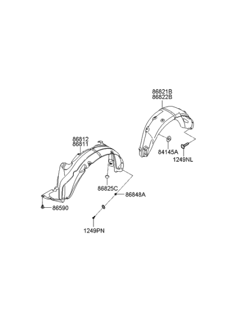2020 Hyundai Veloster N  Quarter Panel-Wheelhouse Liner Left Diagram for 868300W000