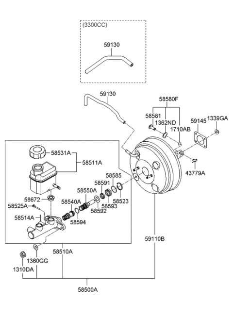 2020 Hyundai Veloster N  Booster Assembly-Master Cylinder A Diagram for 585002B800