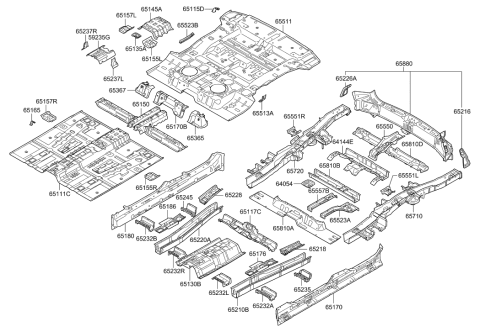 2020 Hyundai Veloster N  Crossmember Assembly-Rear Floor<D> Diagram for 658700W200