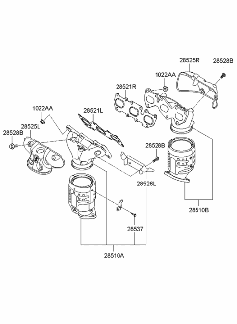2009 Hyundai Sonata  Exhaust Manifold Catalytic Assembly, Right Diagram for 285103E740