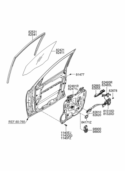 2020 Hyundai Venue  Motor Assembly-Power Window Regulator, LH Diagram for 824502B000