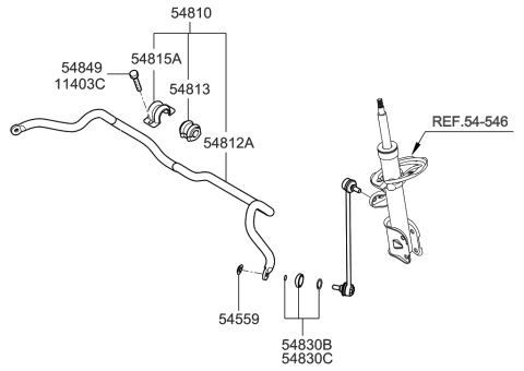 2009 Hyundai Sonata Bar Assembly-Front Stabilizer Diagram for 548102B000