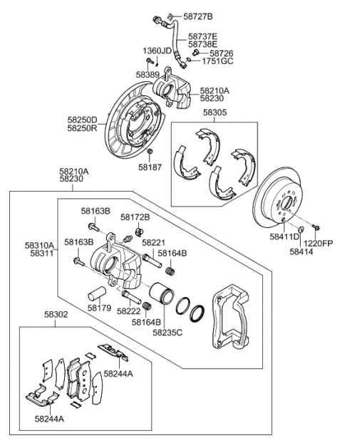 2020 Hyundai Venue Rear Disc Brake Pad Kit Diagram for 583022BA40