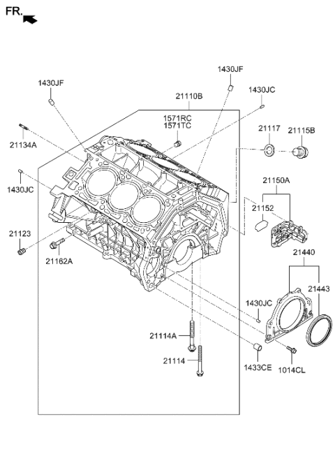 2009 Hyundai Sonata  Block Assembly-Cylinder Diagram for 211003E003