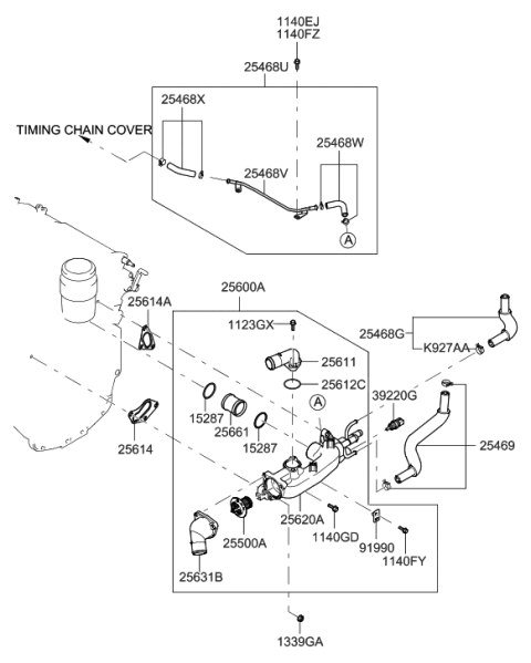 2009 Hyundai Sonata  Gasket-W/Outlet Fitting Diagram for 256123C100