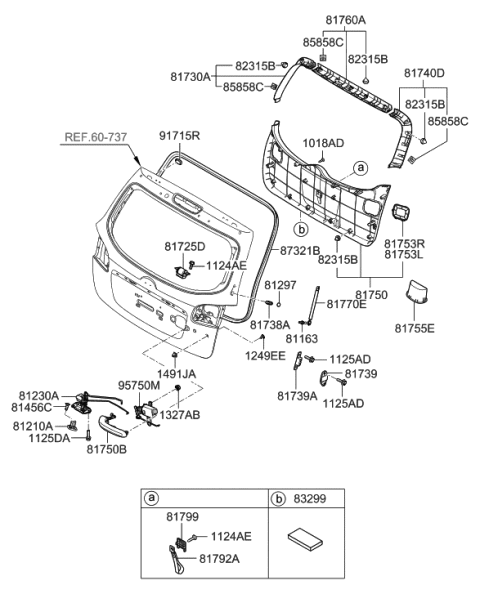 2020 Hyundai Venue  Weatherstrip-Tail Gate Opening Diagram for 873210W000