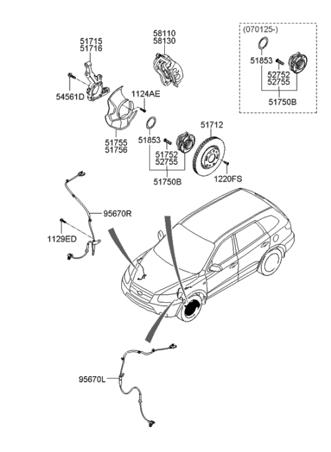 2009 Hyundai Sonata Sensor Assembly-Abs Front Wheel , L Diagram for 956702B000